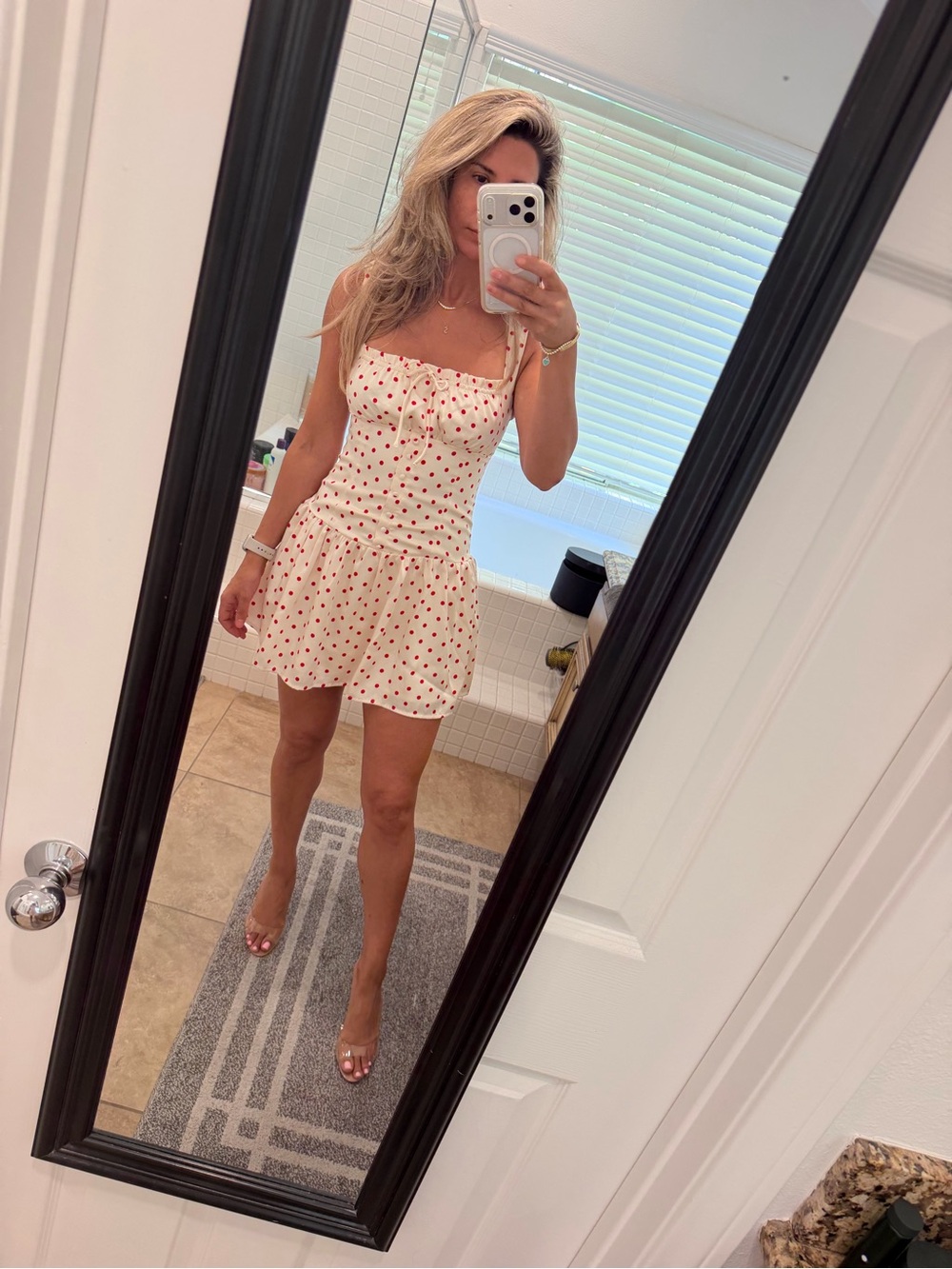 Runaway the Label- Santori Mini Dress in Red Polka Dot. Size S